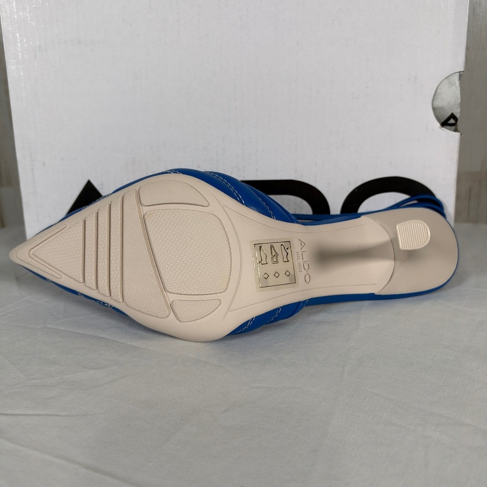 Aldo Heel 5 Blue Striker Slingback Quilted Stiletto Pointed Toe 4" Pillow Walk - Picture 7 of 9